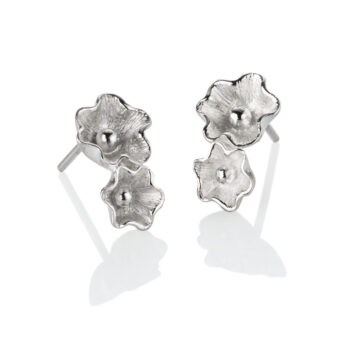 Double Coral Sea Flower Studs in Sterling Silver