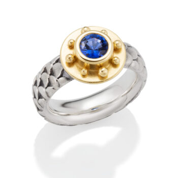 Sapphire Mermaid Band in Sterling Silver and 18K Gold