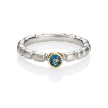 London Blue Topaz Coral Stacking Band in Sterling + 18K