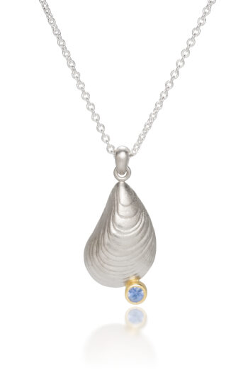 Mussel Shell Pendant with Sapphire