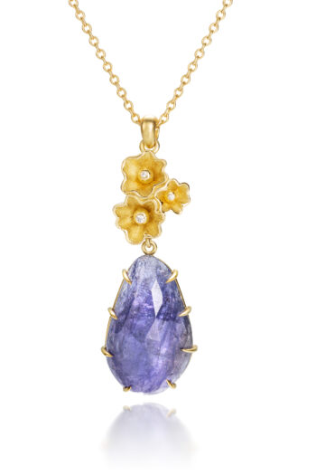 Tanzanite + Diamond 18K Gold  Sea Flower Pendant