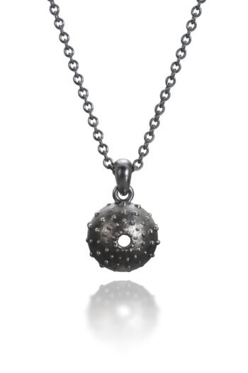 Black Urchin Pendant in Sterling Silver