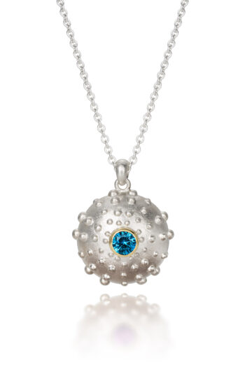 Large Sea Urchin Pendant with London Blue Topaz