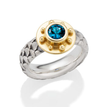 Ship’s Wheel Ring on Mermaid Band with London Blue Topaz