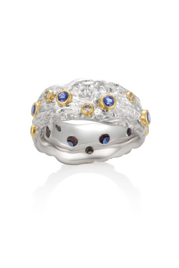 Sapphire and Diamond Barnacle Band in Sterling Silver and 18K