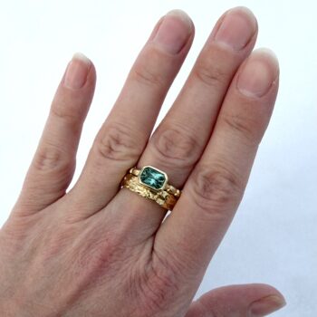 Maine Tourmaline Coral Stacking Band in 18K Gold