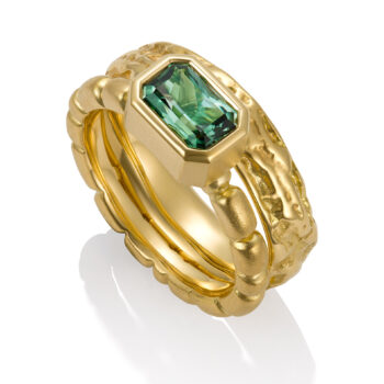 Maine Tourmaline Coral Stacking Band in 18K Gold